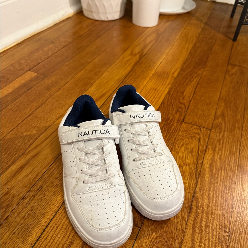 Nautica Kids White and Navy Sneakers